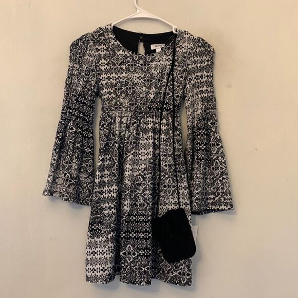 Speechless ( kids ) black white floral dress with attached bag Size 7 NWT - Picture 1 of 8